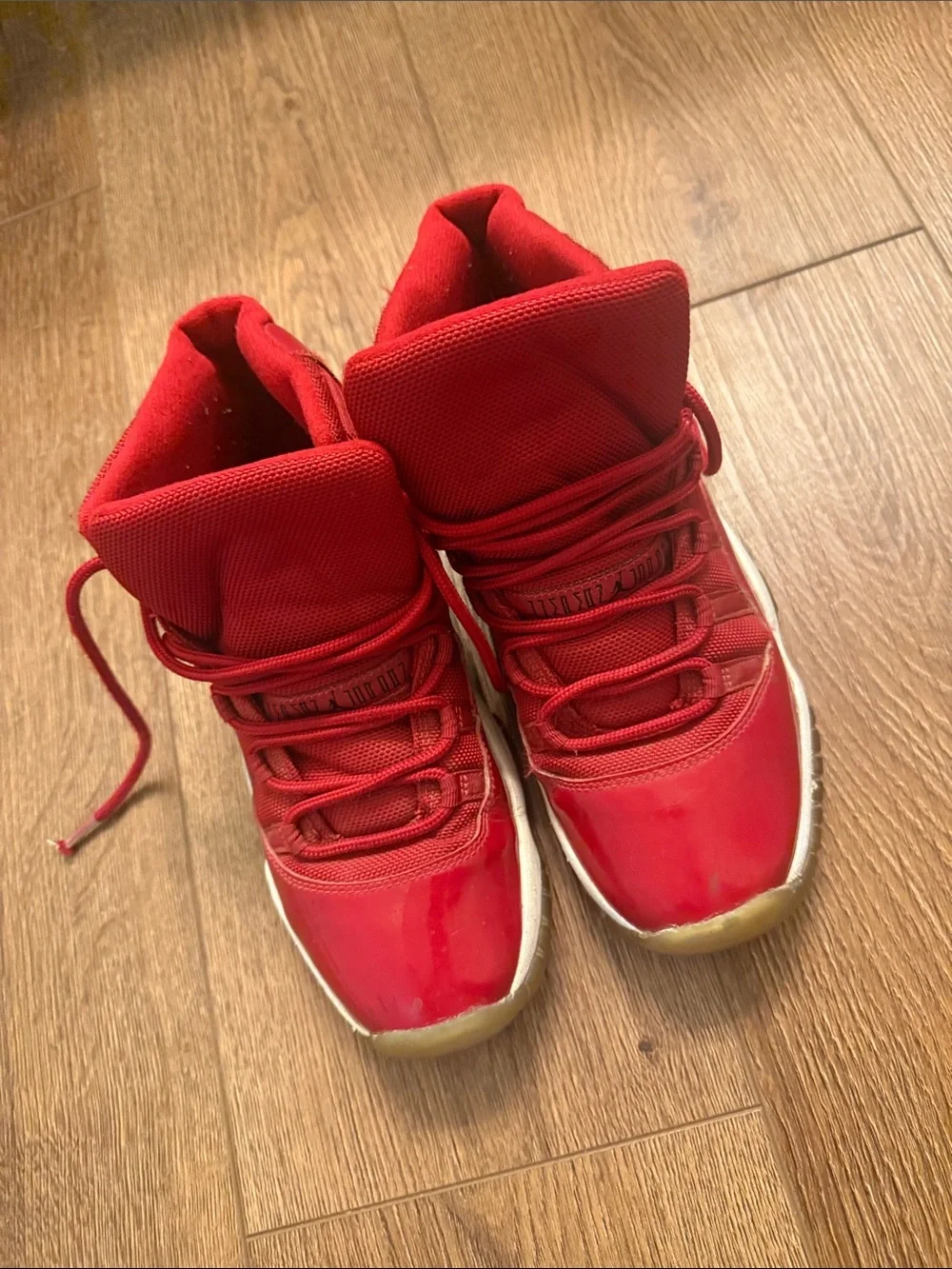 Jordan Retro High-Top Sneaker in Red and White